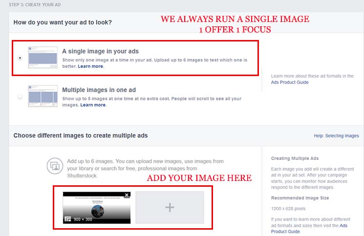 Ad your remarketing ad images to your facebook campaign