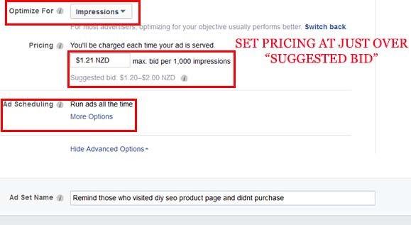 adjust your remarketing bid to be slightly larger than suggested bid