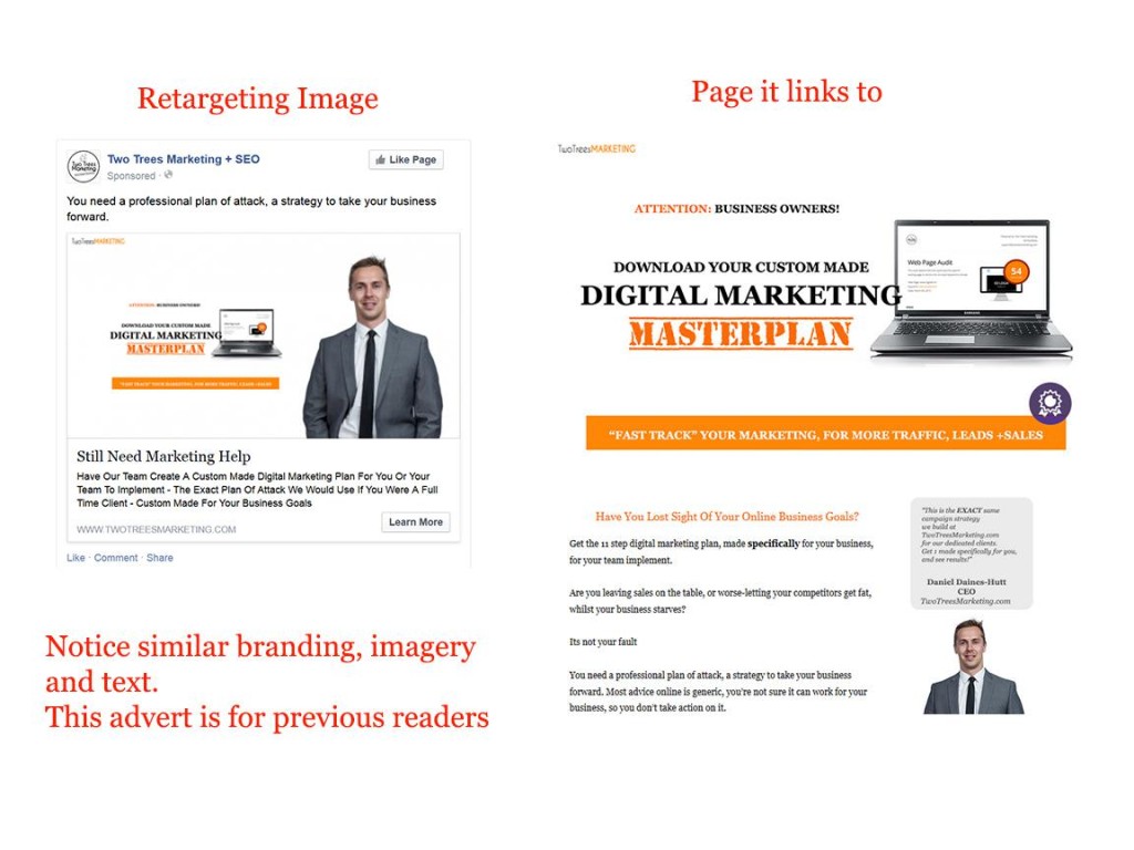Be consistent in your imagery and branding between your facebook ad campaigns and sales pages