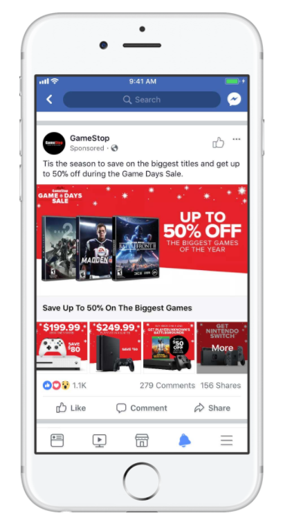 Facebook ads are perfect for deal-based campaigns considering that Facebook would prefer brands to avoid coming off as too "salesy"