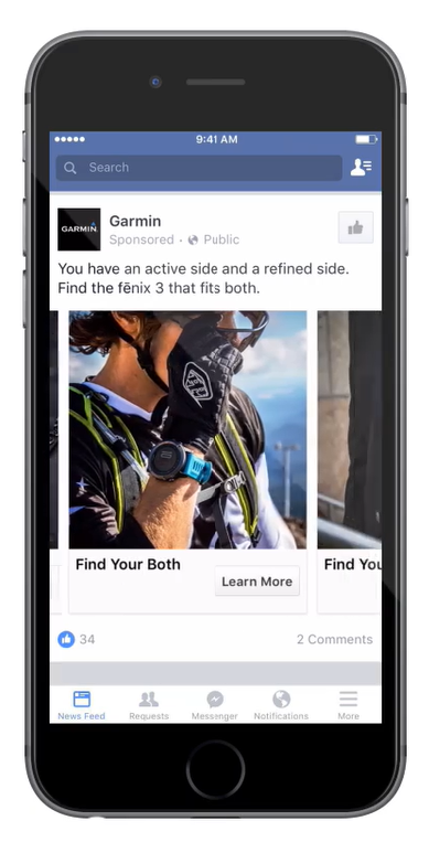 Garmin's Facebook campaign found success using carousel ads