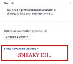 Go into the advanced options and add 200 more words of copy into your facebook advert